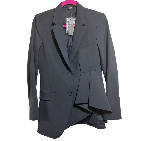 Theory‎ Black Asymmetrical Blazer with Button Closure NWT - Picture 1 of 9